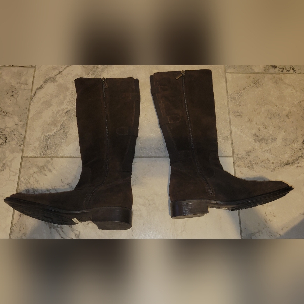 Aquatalia By Marvin K Dark Brown Suede Knee High Zip Up Boots‎ Sz 6 EUC